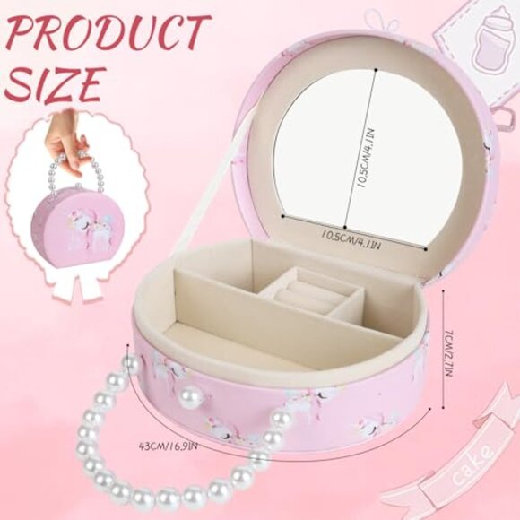 Girls Pink Princess Jewelry Box with Hair Accessories Mirror Organizer - Picture 7 of 7